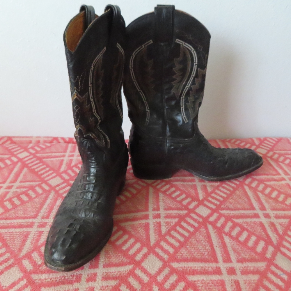 RUDEL ROGERS  Alligator Croc Full Embossed Leather Western Cowboy Boots 9.5